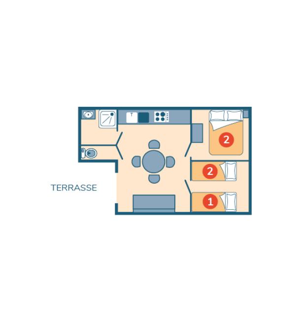 Plan Chalet Vanille camping Les Chalands Fleuris