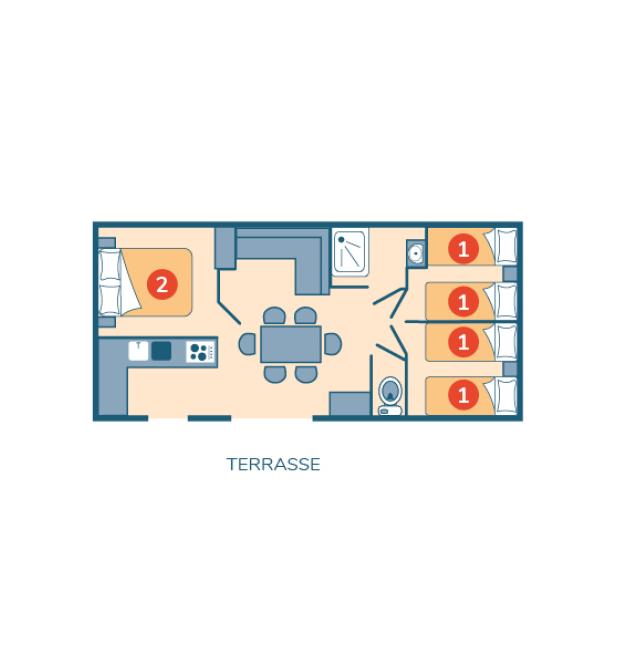 Plan Mobil-home Famille camping Les Chalands Fleuris