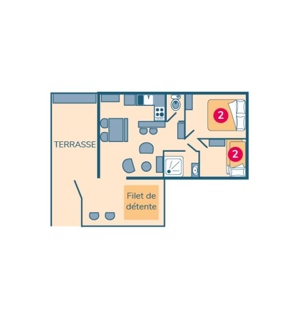 Plan Cocoon Lodge 4 personnes camping Le Petit Rocher