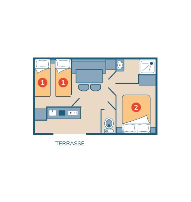 Plan mobil-home Riviera camping Le Petit Rocher