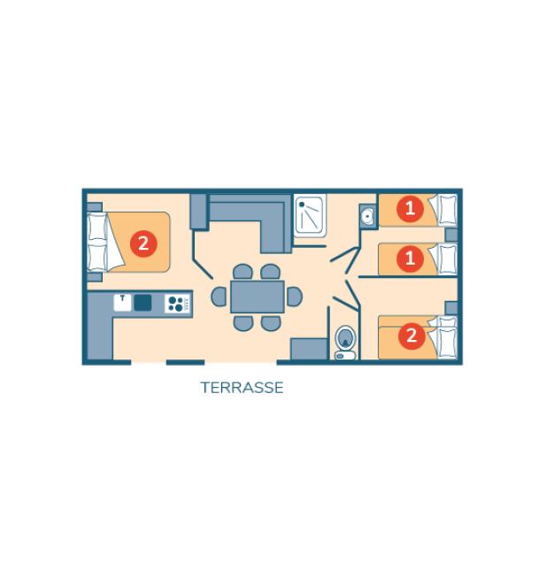 Plan mobil-home Clim Trio camping Park er Lann