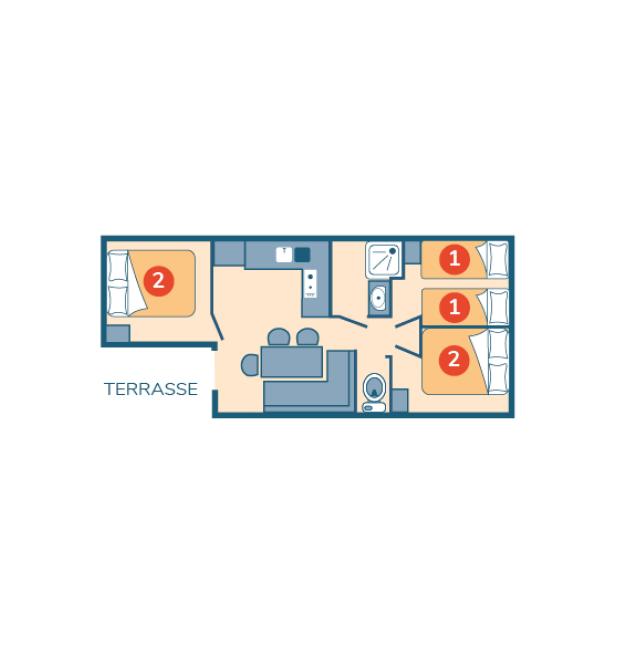 Plan mobil-home Évasion camping La Mignardière