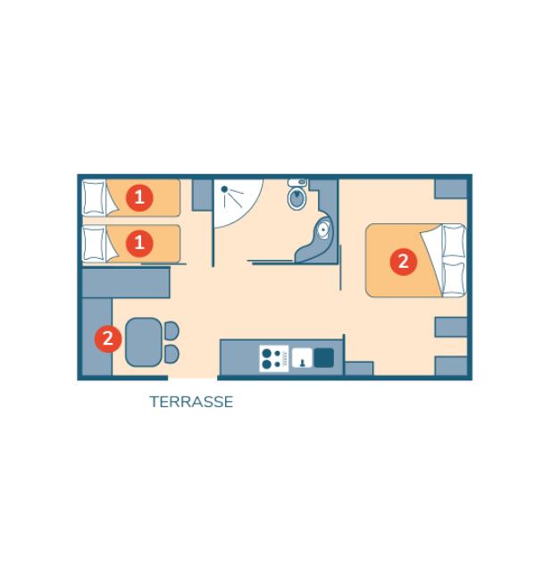 Plan mobil-home Personnes à Mobilité Réduite camping La Mignardière