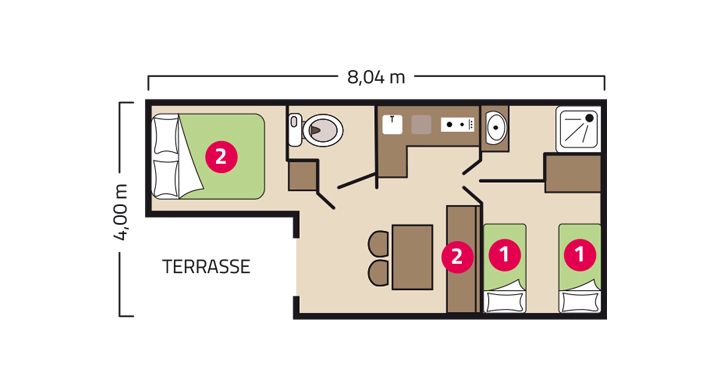 Plan mobil-home Loggia camping Les Peupliers