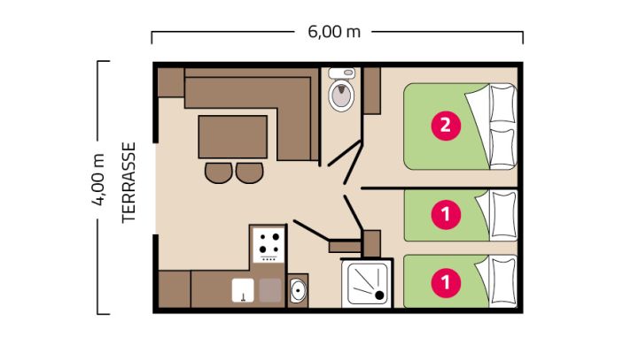 Plan mobil-home Palma clim camping Les Peupliers