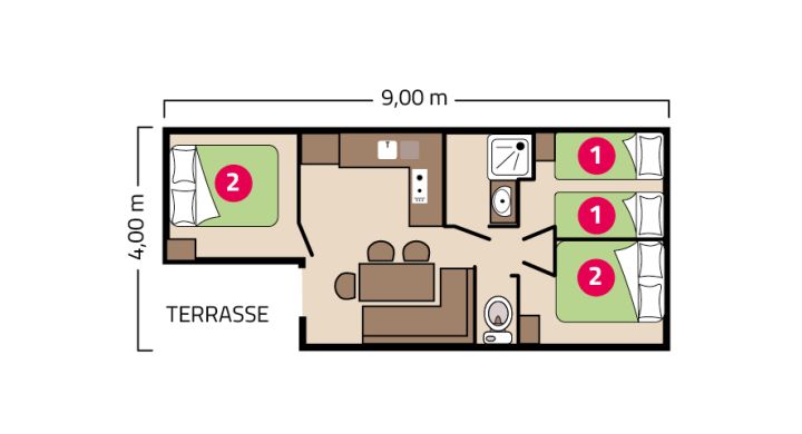 Plan mobil-home Evasion camping La Mignardière