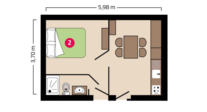 Plan appartement 1 chambre 2 personnes Maison Esperanza à Noirmoutier en Vendée