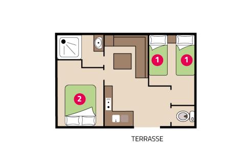 Plan mobil-home Riviera camping La Mignardière
