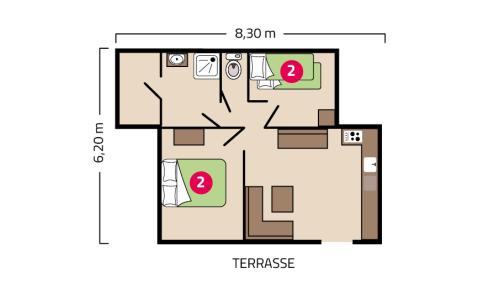Plan appartement camping Le Petit Rocher