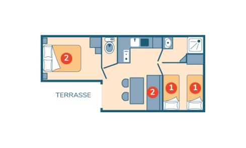 Plan mobil-home Loggia Éco camping La Corniche